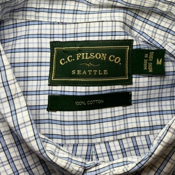 Vintage C.C. Filson Plaid‎ Button Down Long Sleeve Shirt Classic Fit Mens Size M - Picture 2 of 14